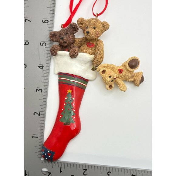 Vintage Kurt S Adler Holly Bearies Christmas Stocking Tree Ornament Teddy Bears - Picture 3 of 7
